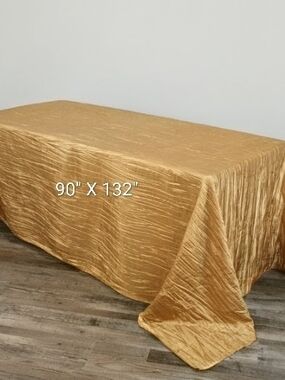 Gold Crinkle Tafetta Recangular Tablecloth 90"X 132"
